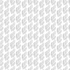 Seamless pattern with three different magic feathers. Doodle black and white vector illustration.
