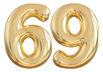 69 Number Gold Balloon
