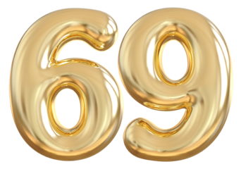 69 Number Gold Balloon