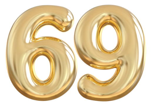 69 Number Gold Balloon