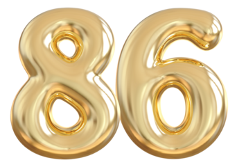 86 Number Gold Balloon