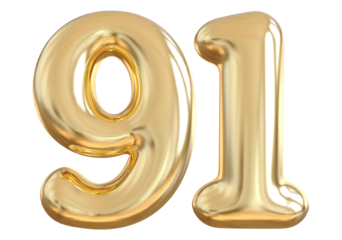 91 Number Gold Balloon