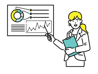 A businesswoman giving a presentation.