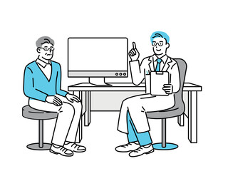 A man is being seen by a doctor in a hospital.