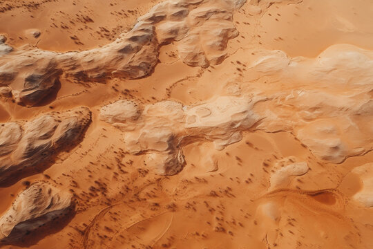 Sahara desert aerial drone view landscape, sand dunes