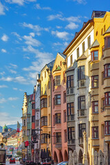 View of the colorful buildings in Innsbruck - obrazy, fototapety, plakaty