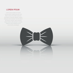 Tie bow icon in flat style. Bowtie vector illustration on white isolated background. Butterfly business concept.