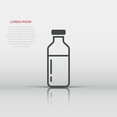 Bottle milk icon in flat style. Flask vector illustration on white isolated background. Drink container business concept.