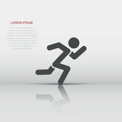 Fototapeta na wymiar Run people icon in flat style. Jump vector illustration on white isolated background. Fitness business concept.