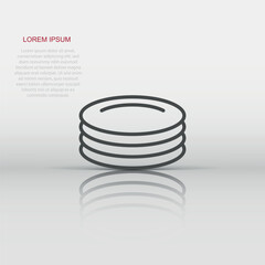 Plate icon in flat style. Dish vector illustration on white isolated background. Tableware business concept.