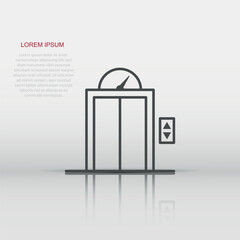 Elevator icon in flat style. Lift vector illustration on white isolated background. Passenger transportation business concept.