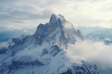 Fototapeta premium Drone aerial view landscape of mountain peaks in the dolomites Italy