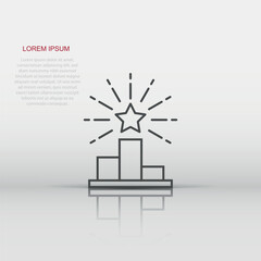 Podium icon in flat style. Pedestal vector illustration on white isolated background. Award business concept.