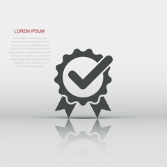 Winner icon in flat style. Rosette award vector illustration on white isolated background. Medal business concept.