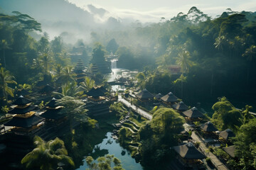 Fototapeta na wymiar Aerial drone view of green coast in Thailand