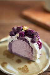 Purple sweet potato roll cake