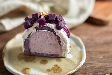 Purple sweet potato roll cake