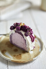 Purple sweet potato roll cake