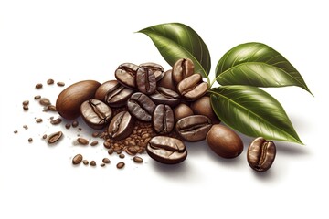 Obraz premium coffee bean isolated on white background. Generated by AI.