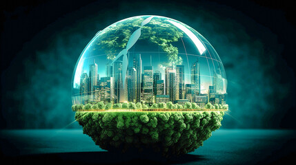 GESG  green energy  sustainable industry  green globe enerative AI - obrazy, fototapety, plakaty