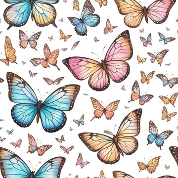 Beautiful butterfly seamless pattern, vintage style illustration.