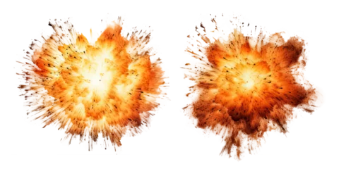 Wall murals Fire Set of explosions isolated on transparent background - Generative AI