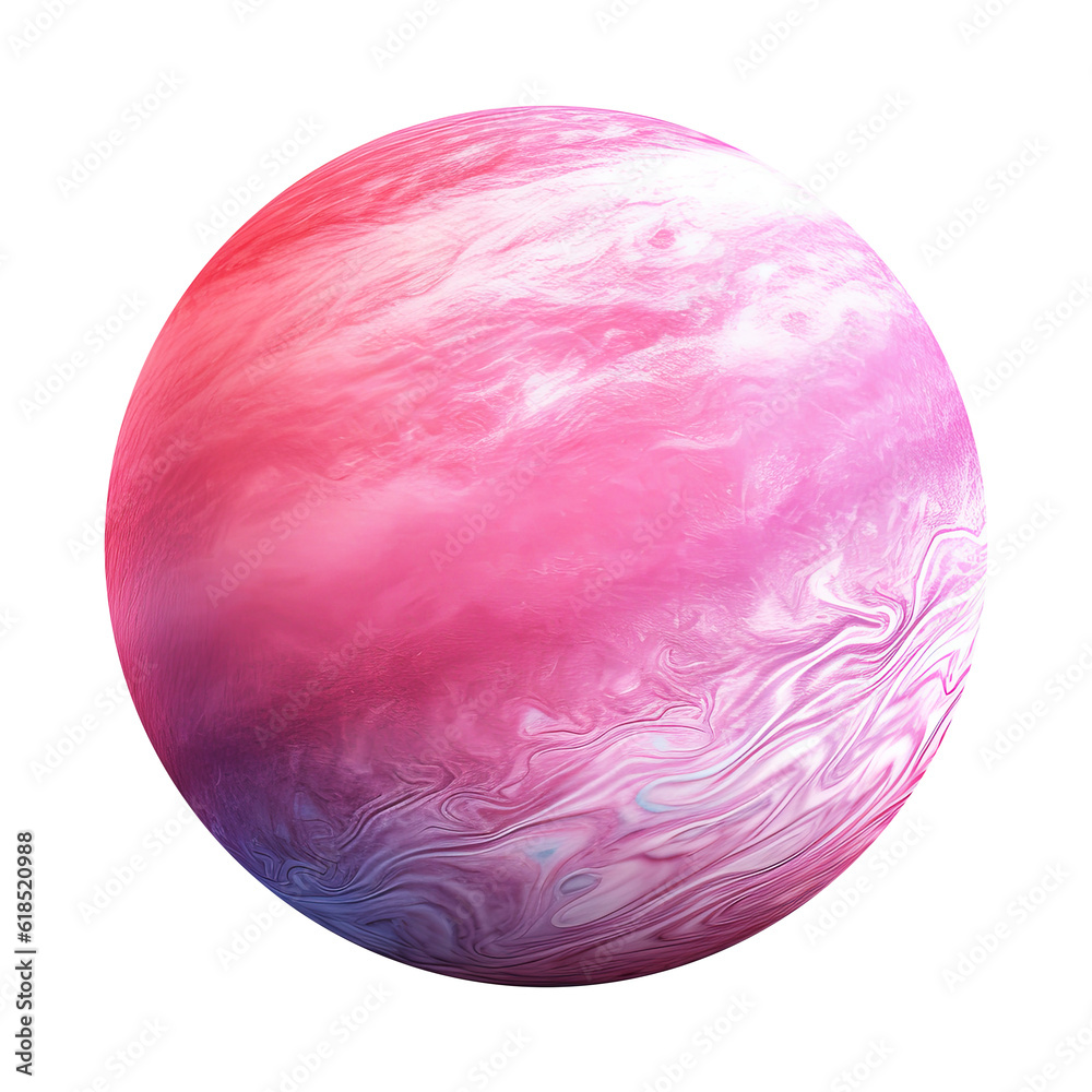 Canvas Prints a pink planet isolated on white background - generative ai