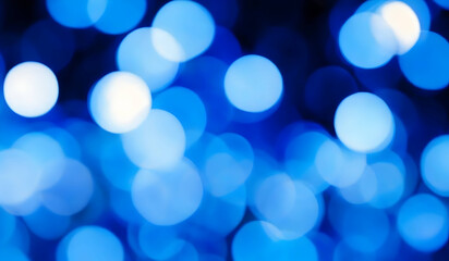 Abstract blurry blue color for background, Blur festival lights outdoor celebration and blue bokeh focus