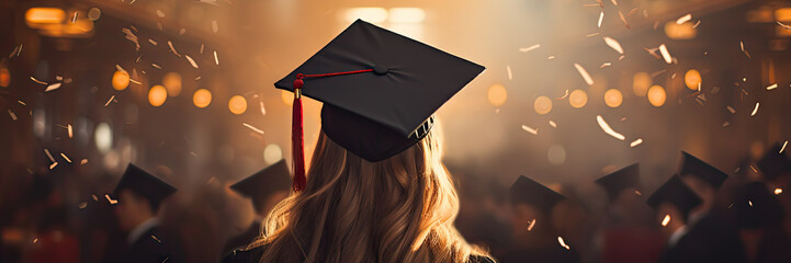 Graduation and university poster with copy space, concept of Back To School - Fictional Person, Generative AI