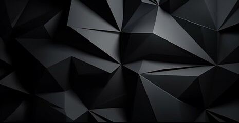An illustration of a beautiful 3D background with a textured wall of black triangles. Created with Generative AI technology