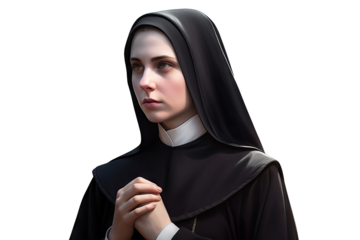 A nun isolated on transparent background - Generative AI