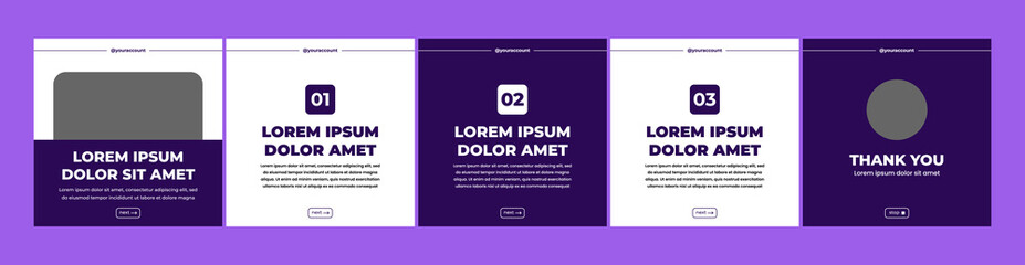 set of creative carousel or microblog templates for social media posts. social media template with purple and white color theme © Rozin