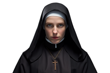 A nun isolated on transparent background - Generative AI
