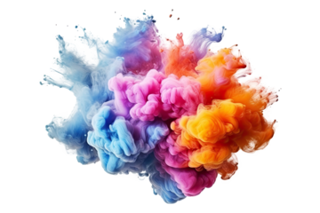 A colorful smoke explosion isolated on white background - Generative AI
