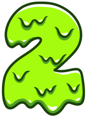 Number Two 2 Alien Zombie Green Blood Halloween Theme 