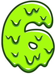 Number Six 6 Alien Zombie Green Blood Halloween Theme 