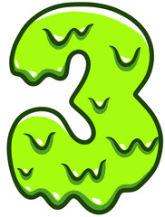 Number Three 3 Alien Zombie Green Blood Halloween Theme 