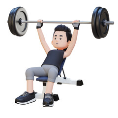 3D Sportsman Character Sculpting Upper Body with Incline Bench Press Workout