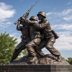 Uncommon valour, American Memorial Day Concept, Eternal Rest, Sombre, American Flags, Honor, USA, Gravestones National Cemetery, Fallen Heroes. Generative AI