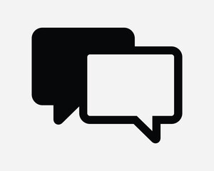 Conversation Icon. Chat Box Dialog Dialogue Communication Forum Comment Discussion Text Message. Black White Graphic Artwork Symbol Sign Vector EPS