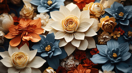 A close up of some blue and orange flowers , Background Image, HD