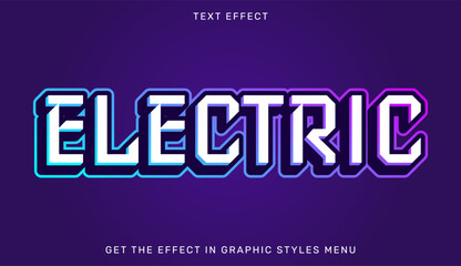 Electric editable text effect in 3d style. Text emblem for advertising, branding and business logo