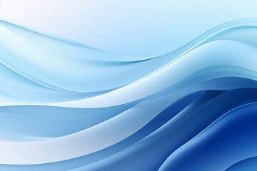 Blue background with soothing smooth abstract blue and white ribbon waves. Created using generative AI.	
