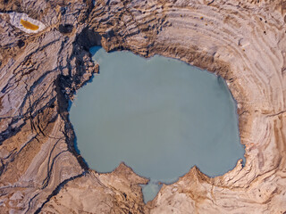 A sink hole filled with water in the dead sea 