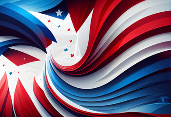 Abstract illustration of flag red blue and white colors . AI