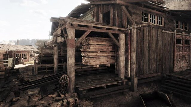 Industrial sawing of logs on sawmill equipment