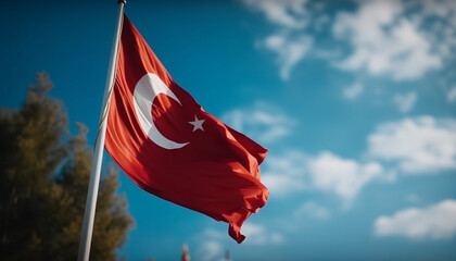 Pride waving in the wind, majestic national landmark generated by AI