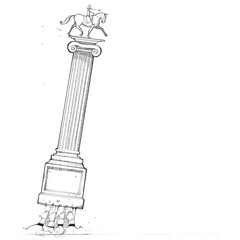Men Carrying statue on column