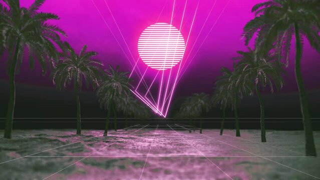 Retro Beach in a 3D animation