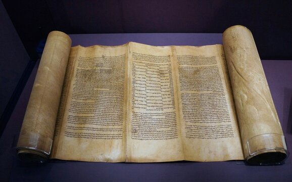 Handwritten Hebrew Torah scroll of the first five books of the Bible